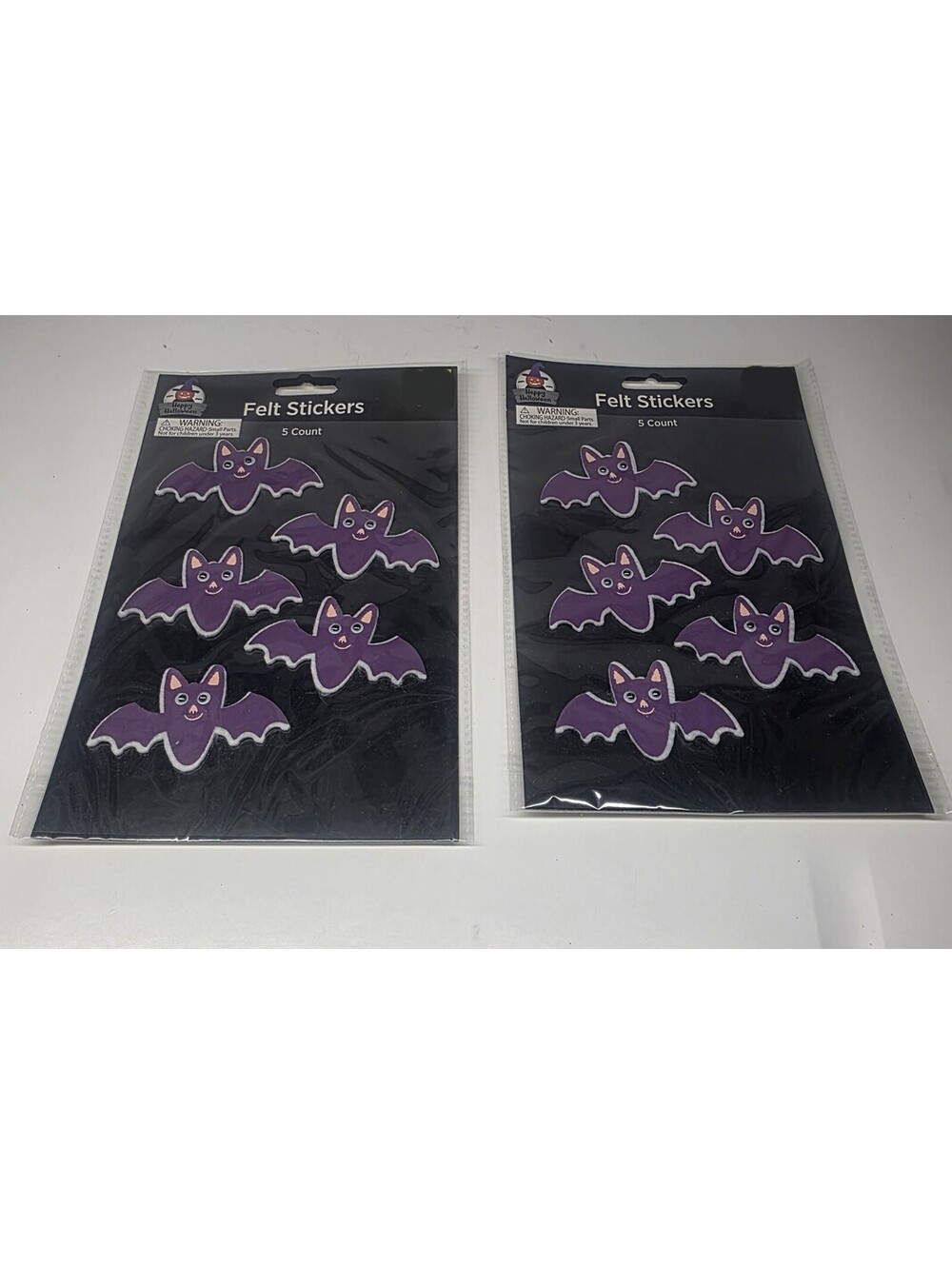 Halloween Felt Bat Stickers 5 Piece Sealed Package 2 Pack New